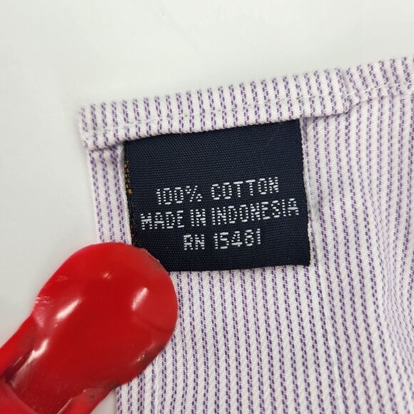 Tommy Hilfiger Shirt Mens Large Lavender Striped Long Sleeve Pocket Button-Down - Picture 6 of 8